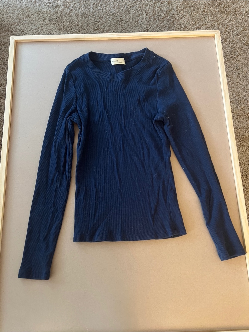 Crewneck Long-Sleeve Top in Navy by Unknown Brand